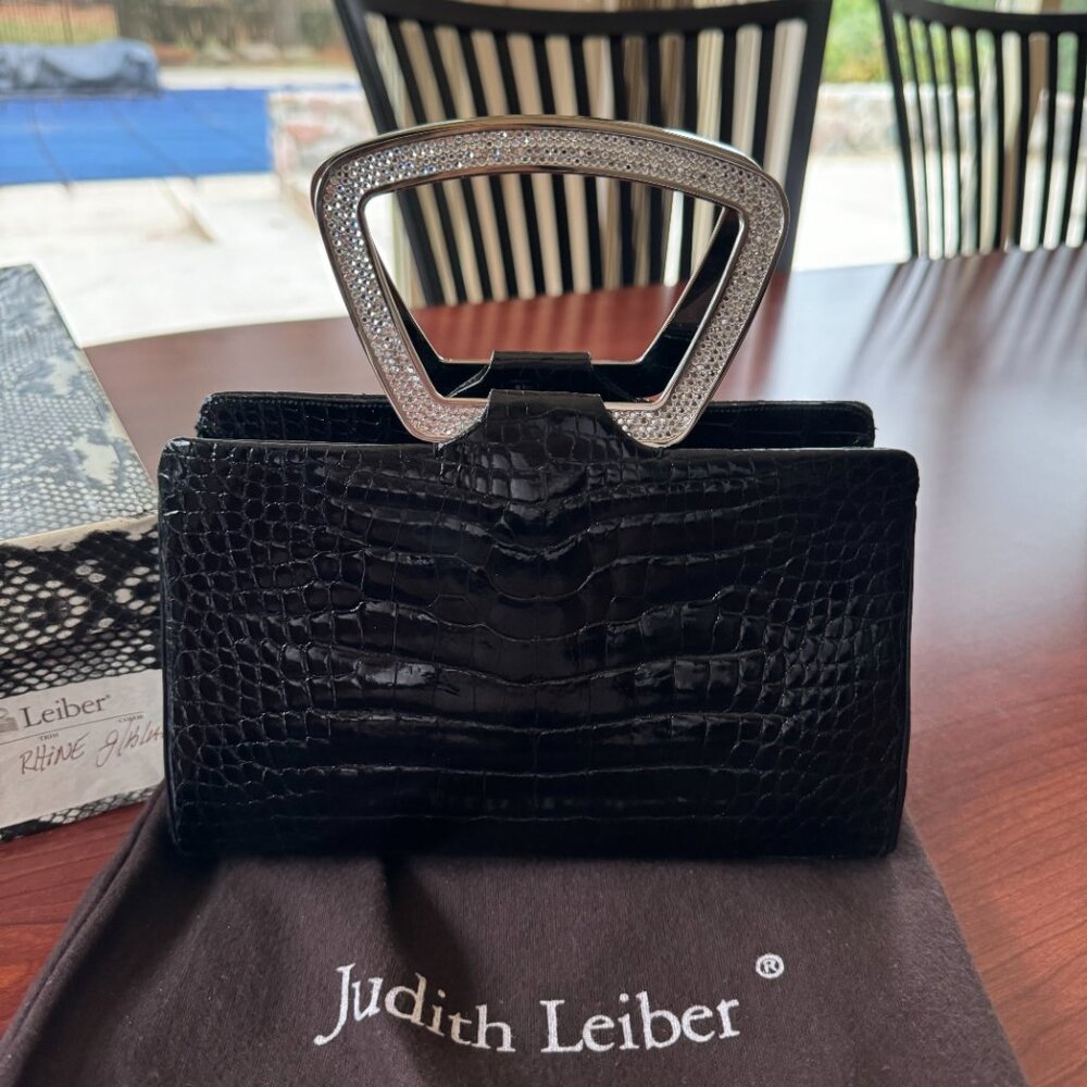 Judith Leiber RARE Black Crystal with Authentic card-registry, box, and dust bag